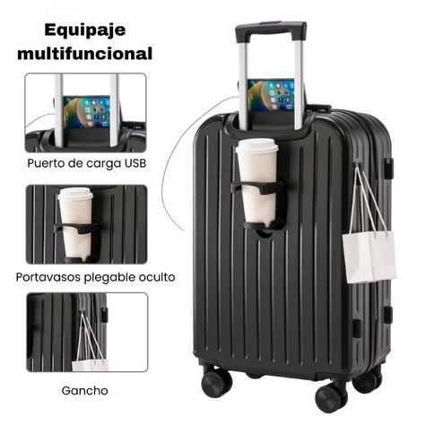 Maleta De Viaje Cabina Equipaje Mediano Con USB Y Portavasos-2