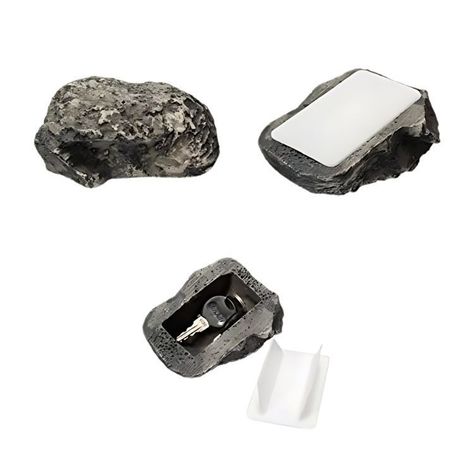 Caja Escondite De Llaves Seguro Camuflaje Forma De Piedra-3