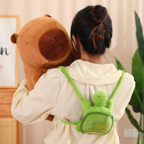 Peluche De Capibara Kawaii Carpincho Mochila Tortuga 30CM-1