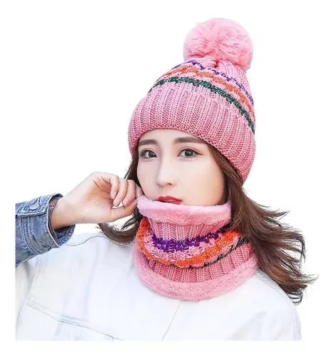 Set Calentador De Gorro Con Bufanda Para Mujer Invierno-0