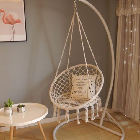 Silla Colgante Beige Tipo Hamaca Para Terraza Jardín Living-2