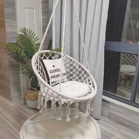 Silla Colgante Beige Tipo Hamaca Para Terraza Jardín Living-3