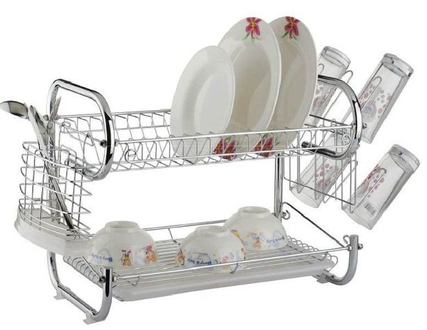 Escurridor de Platos 2 Niveles Soporte Utensilios-0
