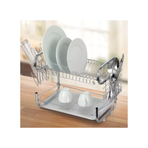 Escurridor de Platos 2 Niveles Soporte Utensilios-1