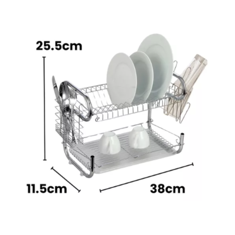 Escurridor de Platos 2 Niveles Soporte Utensilios-3