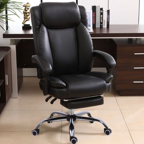 Silla PC de Cuero Boss para Oficina Con Reposapies Estilo Osaka-1
