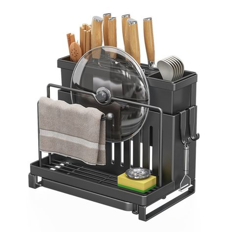 Organizador De Cubiertos Estante Escurridor Tabla de Cortar-0