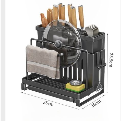 Organizador De Cubiertos Estante Escurridor Tabla de Cortar-1