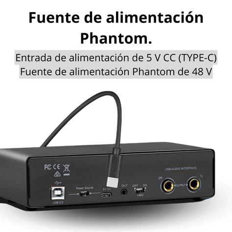 Interfaz De Audio Tarjeta De Sonido Phantom Pc Estudio Mic-1