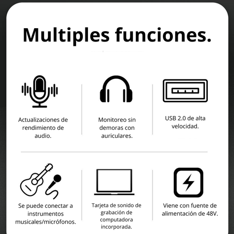 Interfaz De Audio Tarjeta De Sonido Phantom Pc Estudio Mic-4