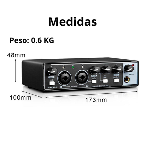 Interfaz De Audio Tarjeta De Sonido Phantom Pc Estudio Mic-5