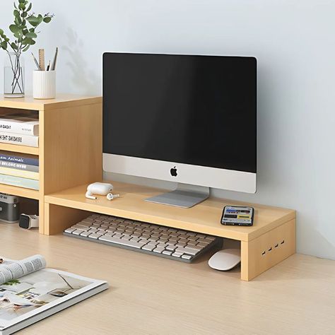 Base Elevador Monitor Soporte Pantalla PC Con Entradas USB-2