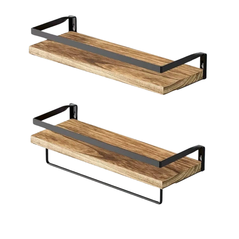 Estanteria Minimalista Moderna 2 Niveles Flotante De Madera-0