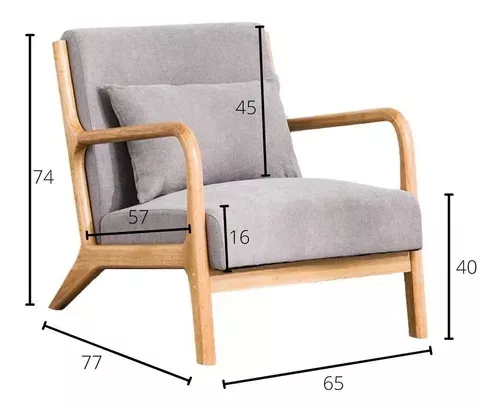 Sitial Poltrona Silla Gris Con Almohada Cojín-1