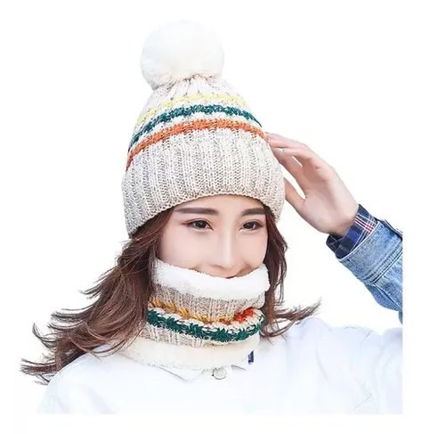 Set Calentador De Gorro Con Bufanda Para Mujer Invierno-0