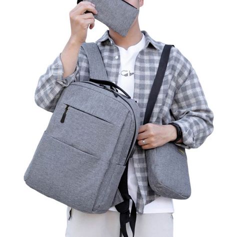 Mochila Computador Set 3 Piezas - Gris-1