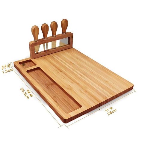 Tabla de Madera Para Picoteo Con 4 Cuchillos-2