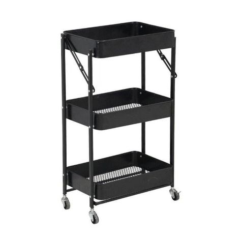 Estante Organizador Plegable Cocina Baño 3 Niveles - Negro-0