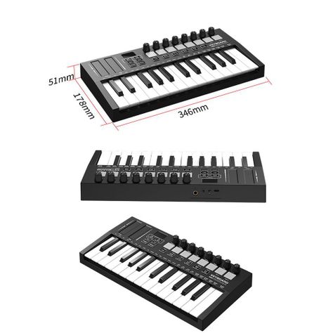 Teclado Midi 25 Teclas Controlador Musical Piano USB Crusec-3