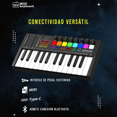 Teclado Midi 25 Teclas Controlador Musical Piano USB Crusec-5