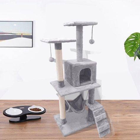 Rascador Torre Gato Arbol Trepador Terciopelo + Hamaca-2