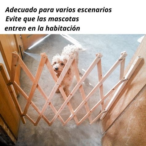 Puerta Plegable Para Mascotas Valla De Seguridad De Madera-3