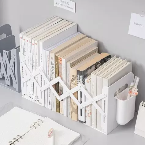 Estante Organizador Soporte Libros Ajustable Con Portalápice-2