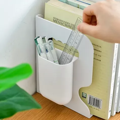 Estante Organizador Soporte Libros Ajustable Con Portalápice-1