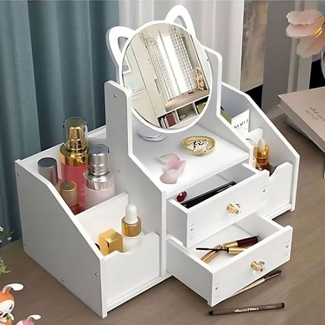 Cajón Con Espejo Y Repisa Organizadora De Joyero Cosméticos-1