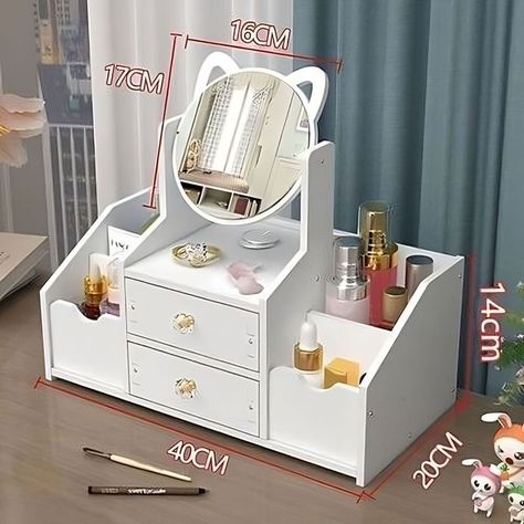 Cajón Con Espejo Y Repisa Organizadora De Joyero Cosméticos-3
