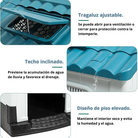 Casa Para Perro Mascotas Exterior Impermeable 105x88x99 Cm-2