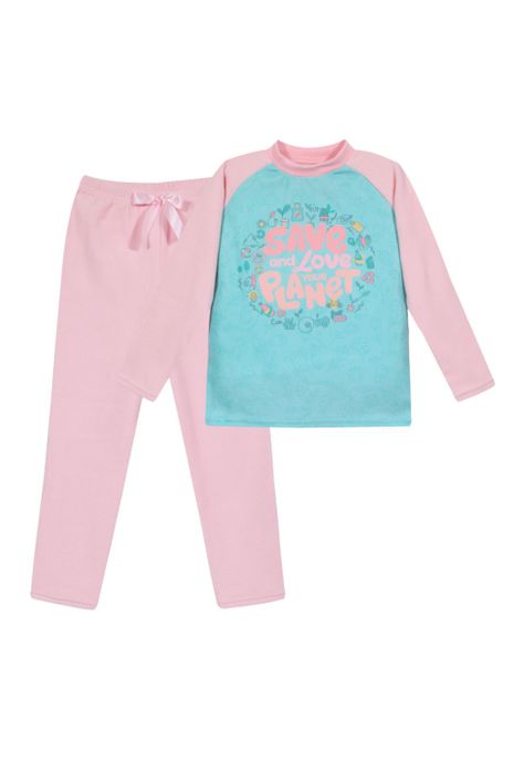 Pijama Niña Polar Sustentable H2O Wear Verde Aguamarina-0