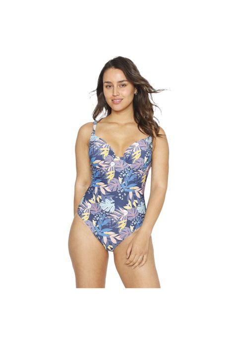 Traje de Baño Entero Mujer H2O Wear Copa Estampado Azul Zafiro-0