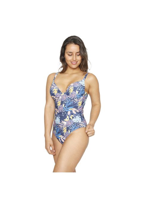 Traje de Baño Entero Mujer H2O Wear Copa Estampado Azul Zafiro-1