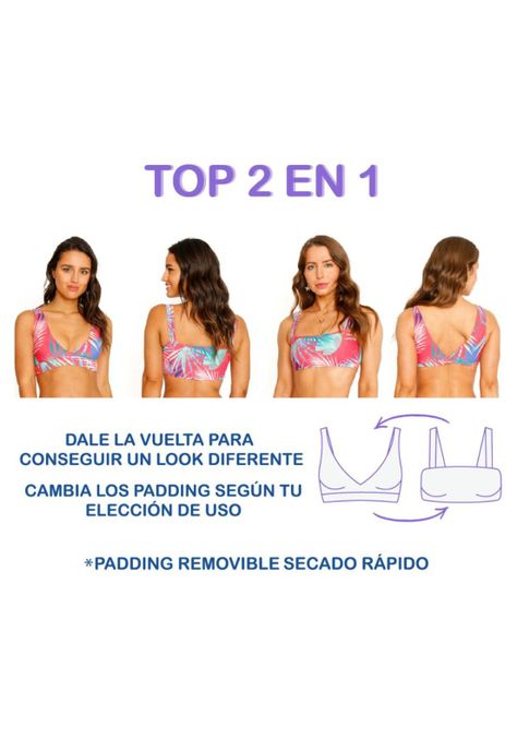 Traje de Baño Bikini Top Two Ways para Mujer Azul-2