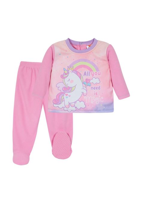 Pijama Bebé Niña Conjunto Polar Sustentable Rosado H2O Wear-0
