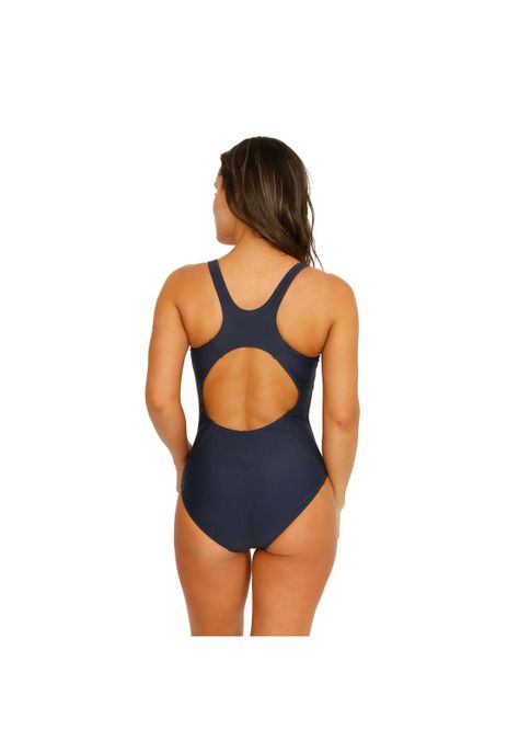 Traje de Baño Mujer Deportivo Negro Franja Celeste H2O Wear-2