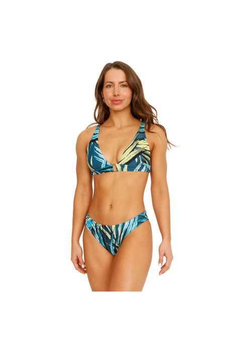 Traje de Baño Mujer Bikini Laura H2O Wear Hojas Azul-0