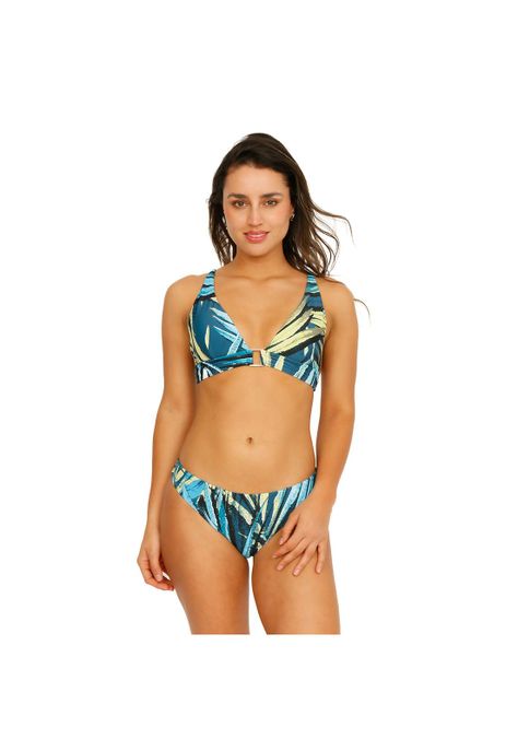 Traje de Baño Mujer Bikini Laura H2O Wear Hojas Azul-1