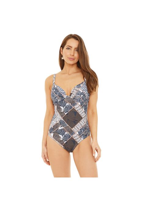 Traje de Baño Entero Mujer H2O Wear Copa Estampado Flores Verde-0