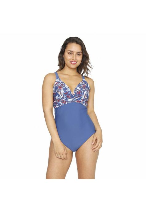 Traje de Baño Entero Mujer Control H2O Wear Cruzado Azul Zafiro-4