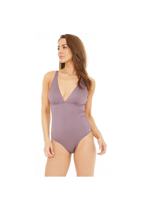 Traje de Baño Entero Mujer H2O Wear HalterTextura Rib Violeta-1