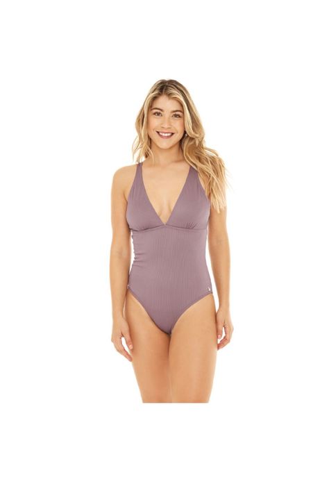Traje de Baño Entero Mujer H2O Wear HalterTextura Rib Violeta-3