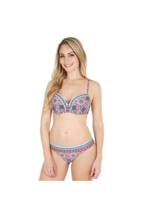 Traje de Baño Bikini Mujer H2O Wear Copa Estampado Coral-0