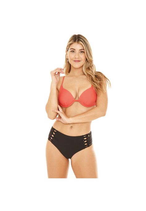 Traje de Baño Calzon Alto Mujer H2O Wear Vivos Negro-3