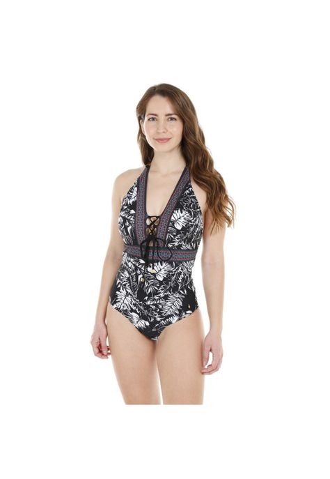 Traje de Baño Entero Mujer H2O Wear Compose Negro Pizarra-0