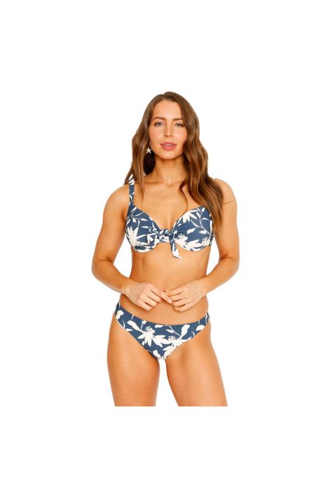 Traje de Baño Bikini Top Copas Estampado para Mujer Azul-0