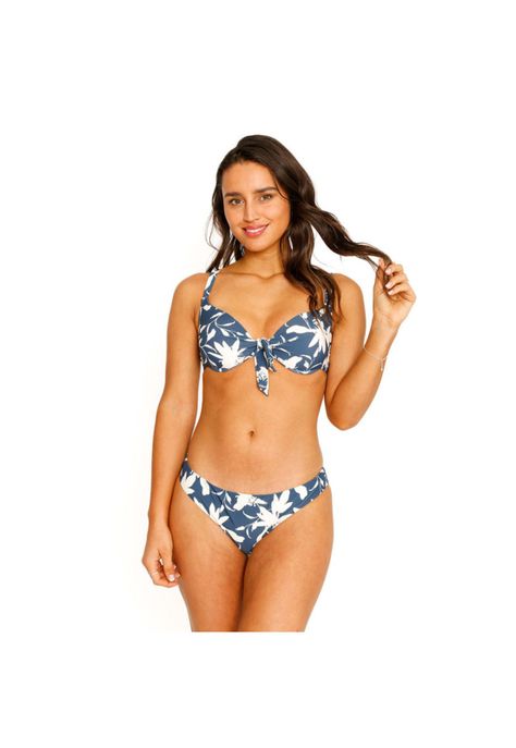 Traje de Baño Bikini Top Copas Estampado para Mujer Azul-5