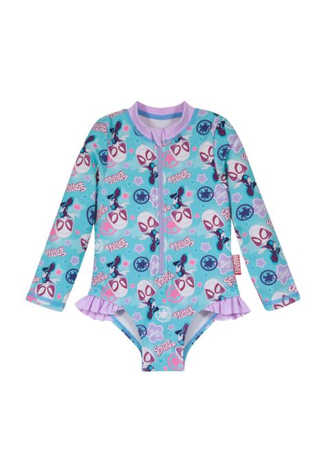Traje de Baño Bebe Niña UV 50 Manga Larga Disney Celeste-0