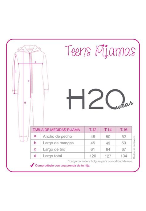 Pijama Teens Niña Polar Entero H2O Wear Rosa-2